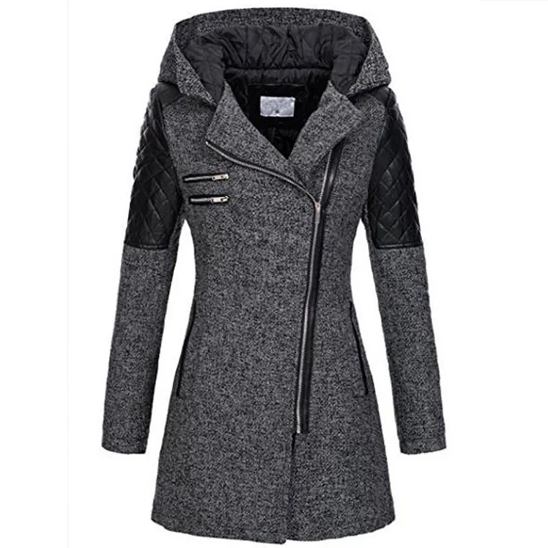 

5XL Winter Warm Slim Zipper Women Jacket New Thickening Cotton Hooded Coat Female Splice Overcoat Outwear Parkas