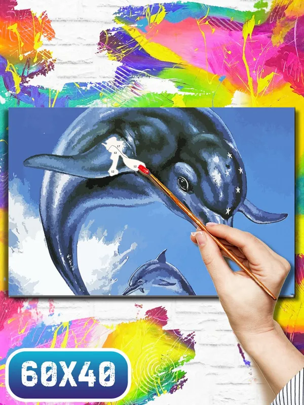Картина по номерам на холсте игра Ecco The Dolphin (Sega Сега 16 bit бит ретро приставка) - 9928 Г