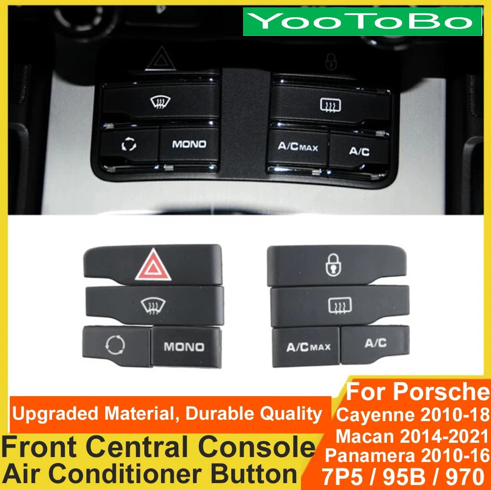 

Front Console Air Conditioning Temperature Ventilation Volume AC Key Button Caps For Porsche Cayenne 7P5 Panamera 970 Macan 95B