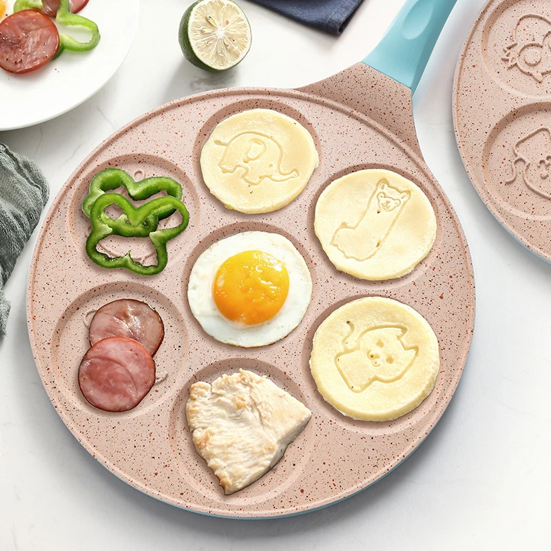 

Seven-hole Breakfast Pan Multi-function Wheel Pancake Pan Small Frying Pan Egg Non-stick Frying Pan Egg Frying Mould Kitchen too