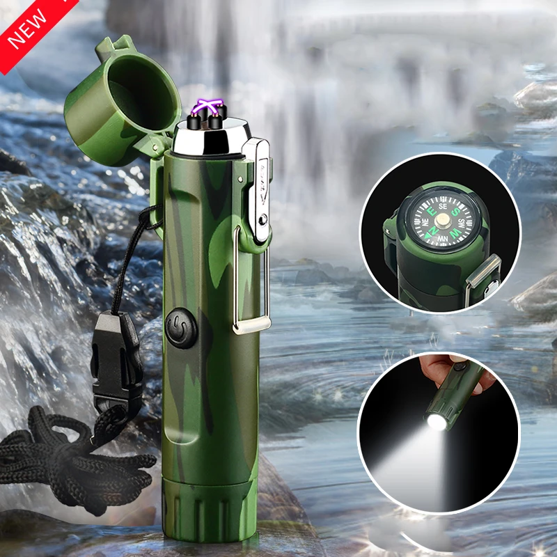 

2022 Hot Metal Flameless Double Arc Plasma USB Lighter Suitable For Outdoor Camping Survival Waterproof And Windproof
