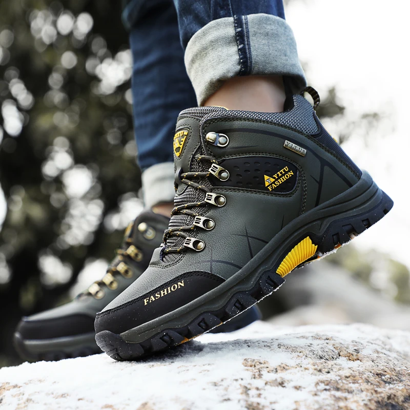 Winter Hiking Shoes Men Outdoor Mountain Snow Boots  Anti-collision Leather Sneakers Waterproof Keep Warm Men's Casual Boot