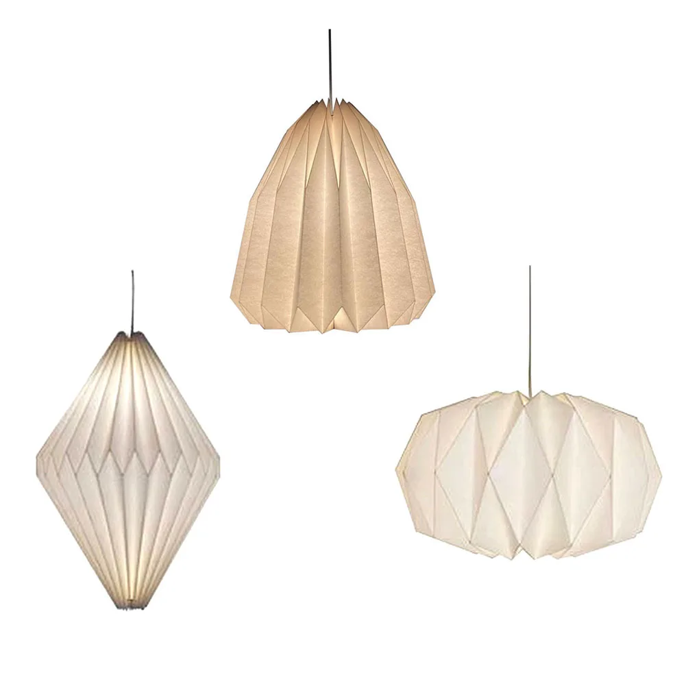 

Chandelier For Living Room Nordic Creative Paper Origami Lantern Shade Folding Pendant Light Art DecorHanging Light Fixture