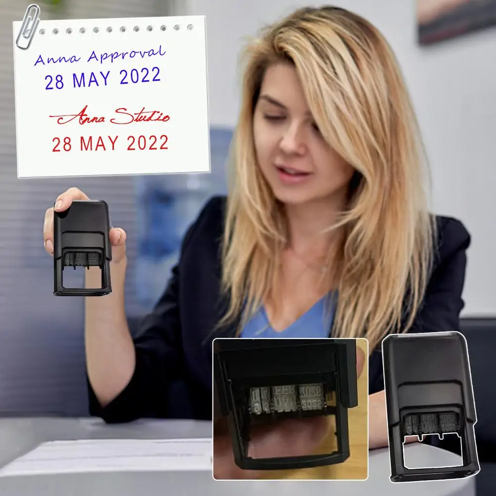 

1 Pcs Self-Inking Date Stamp With Signature Custom Typeface Printing Seal Text DIY Date Combination Adjustable Back Ink Cus I9B0