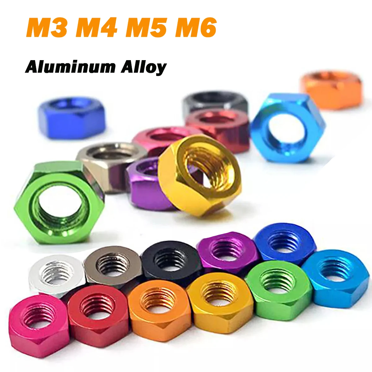 

Гайки алюминиевые шестигранные DIN934 M3 M4 M5 M6 10 шт.