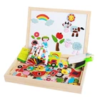 Деревянный магнитный пазл, головоломка с животными для письма, рисования, занятой доски, обучения по методике Монтессори, обучающие игрушки для детей, подарок I1544H