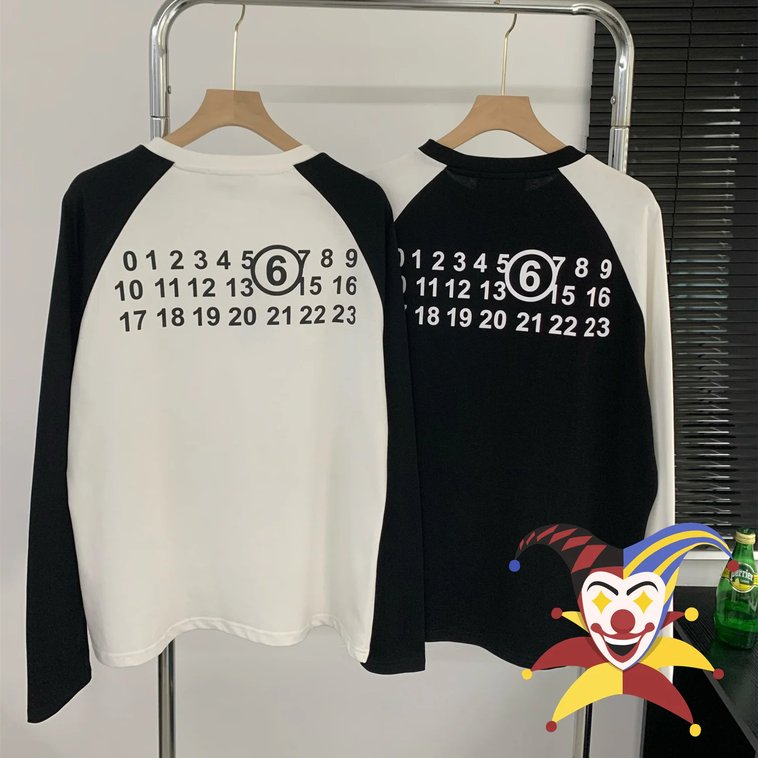 

Футболка с длинными рукавами реглан ММ6 для мужчин и женщин, Лоскутная рубашка с принтом календаря, топ в стиле пэчворк