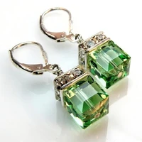 fashion green crystal pendant earrings inlaid cubic zirconia for women wedding engagement earrings 2022 new women earrings