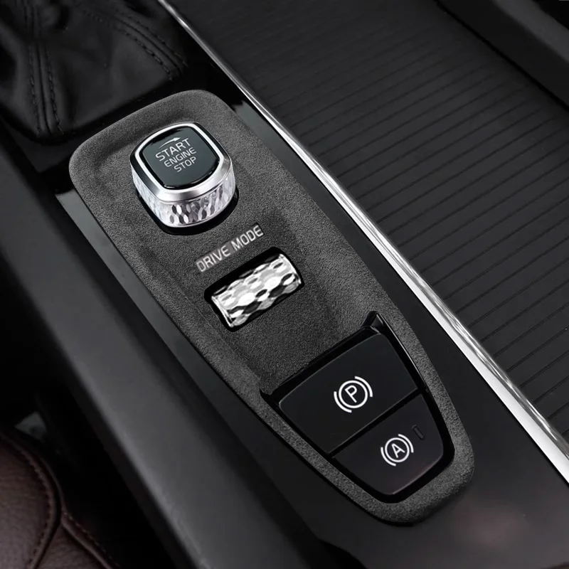 Фото Для Volvo S90 XC60 V90 XC90 S60 V60 алькантара накладка на ручку автомобиля электронный ручной тормоз декоративная рамка панель зажигания №1
