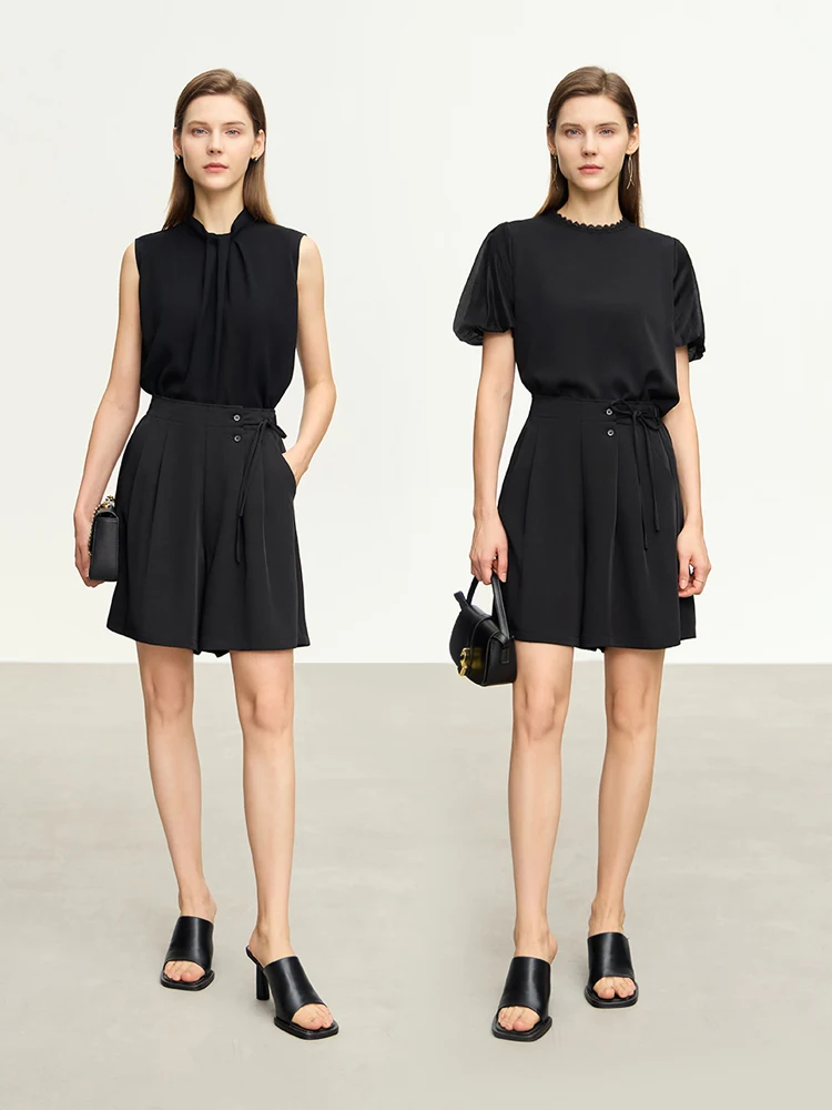 AMII Minimalism Short Pants for Women 2023 Summer New Casual Wide Leg  Asymmetrical A-line loose Shorts Female Pants 12342636