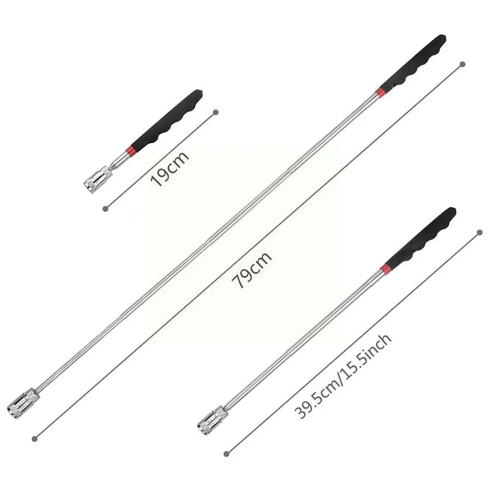 

1pc With LED Light Telescopic Strong Suction Iron Rod Reaching Tools Adjustable Magnetic Pick-up Extendable Picker Long Pen R3Q8
