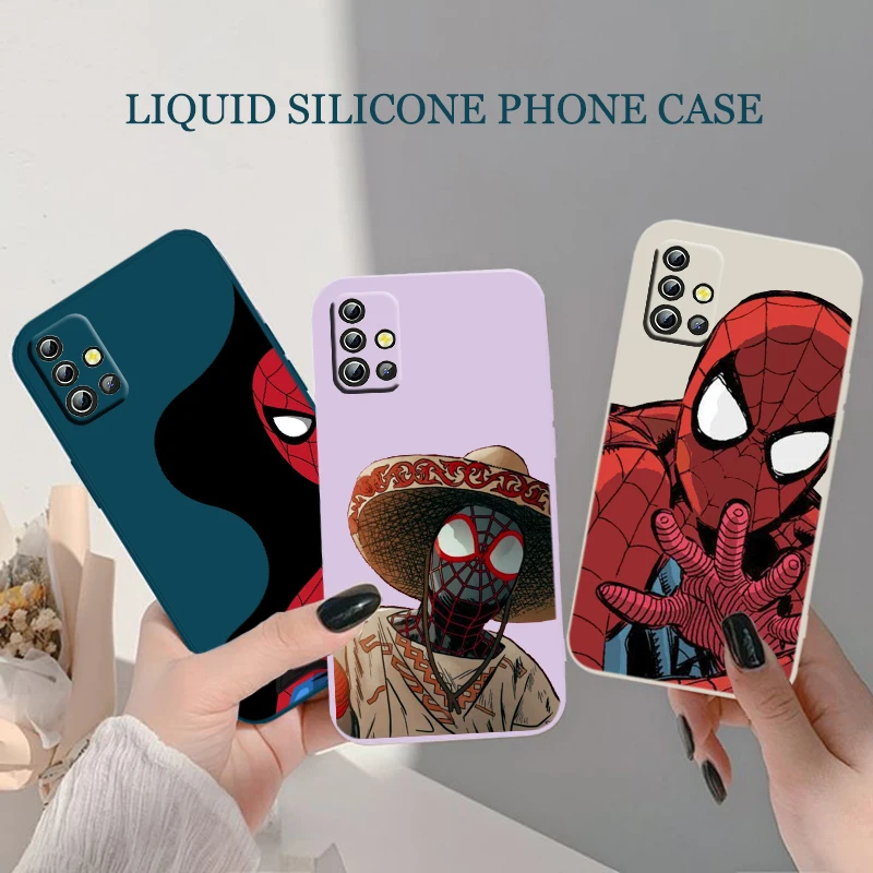 

Marvel Spiderman Creative Phone Case For OPPO Reno 7 6 SE Z Find X5 X3 X2 Neo Lite Pro Liquid Rope Silicone Funda Cover Soft