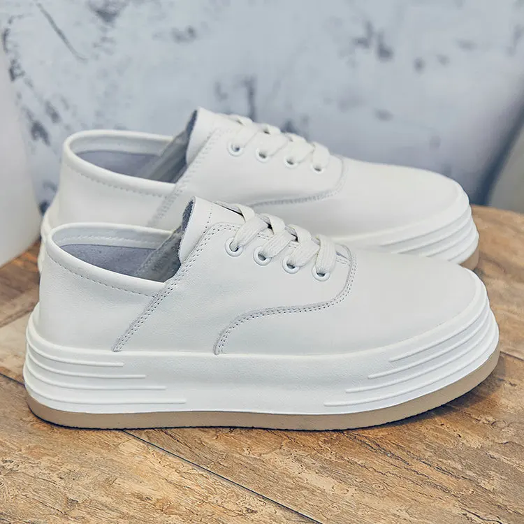 

Ladies First Layer Cowhide Small White Shoes New Comfortable Wear - Resistant Thick - Soled Cowhide Casual Board Shoes for Women