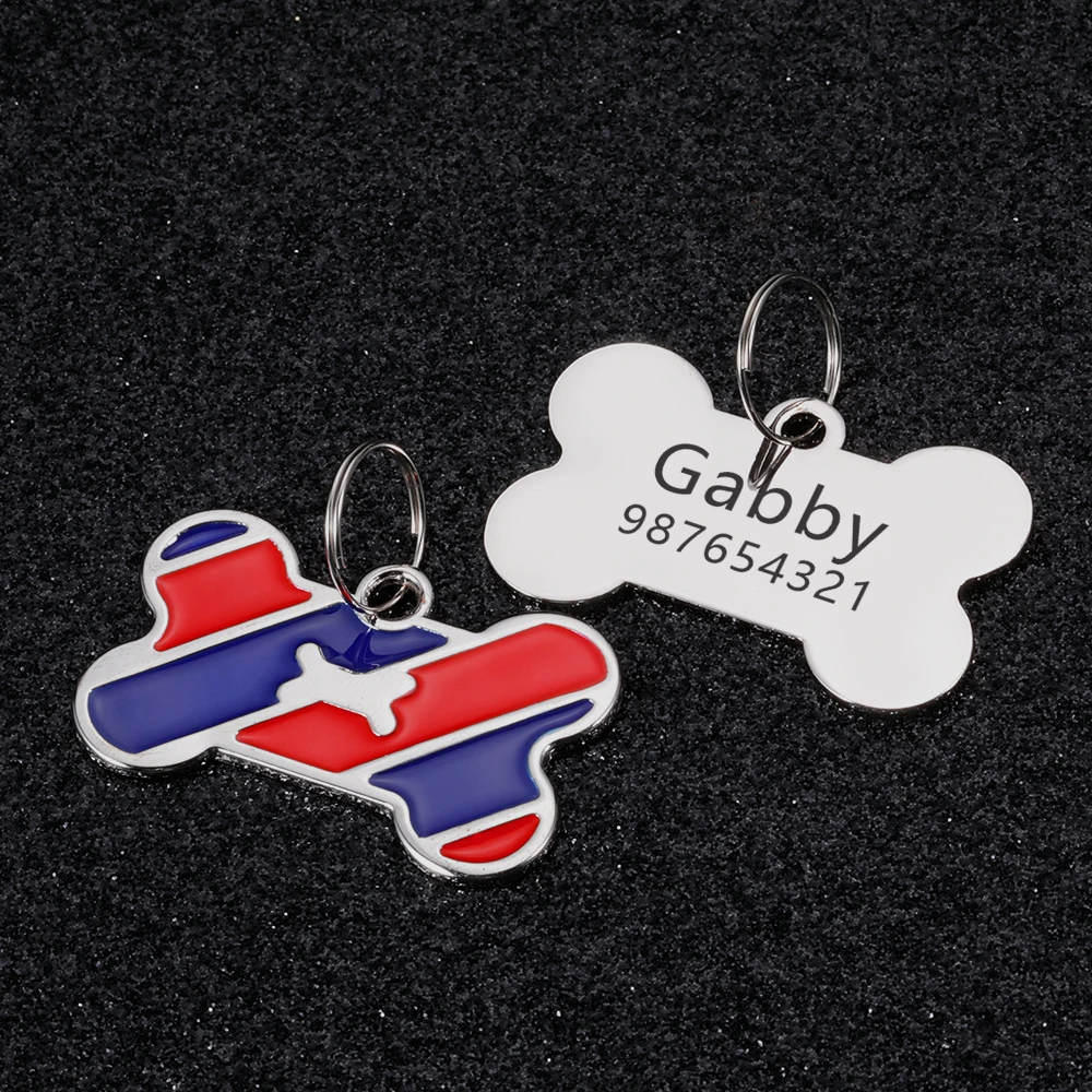 

Cat Dog ID Tags Custom Free Engraving Personalized Dog Collar Pet Charm Name Pendant Bone Necklace Collar Puppy DIY Accessories