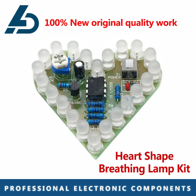 DIY Kit Форма сердца Дыхательная лампа DC 4V-6V LED Suite Красный Белый Синий Зеленый