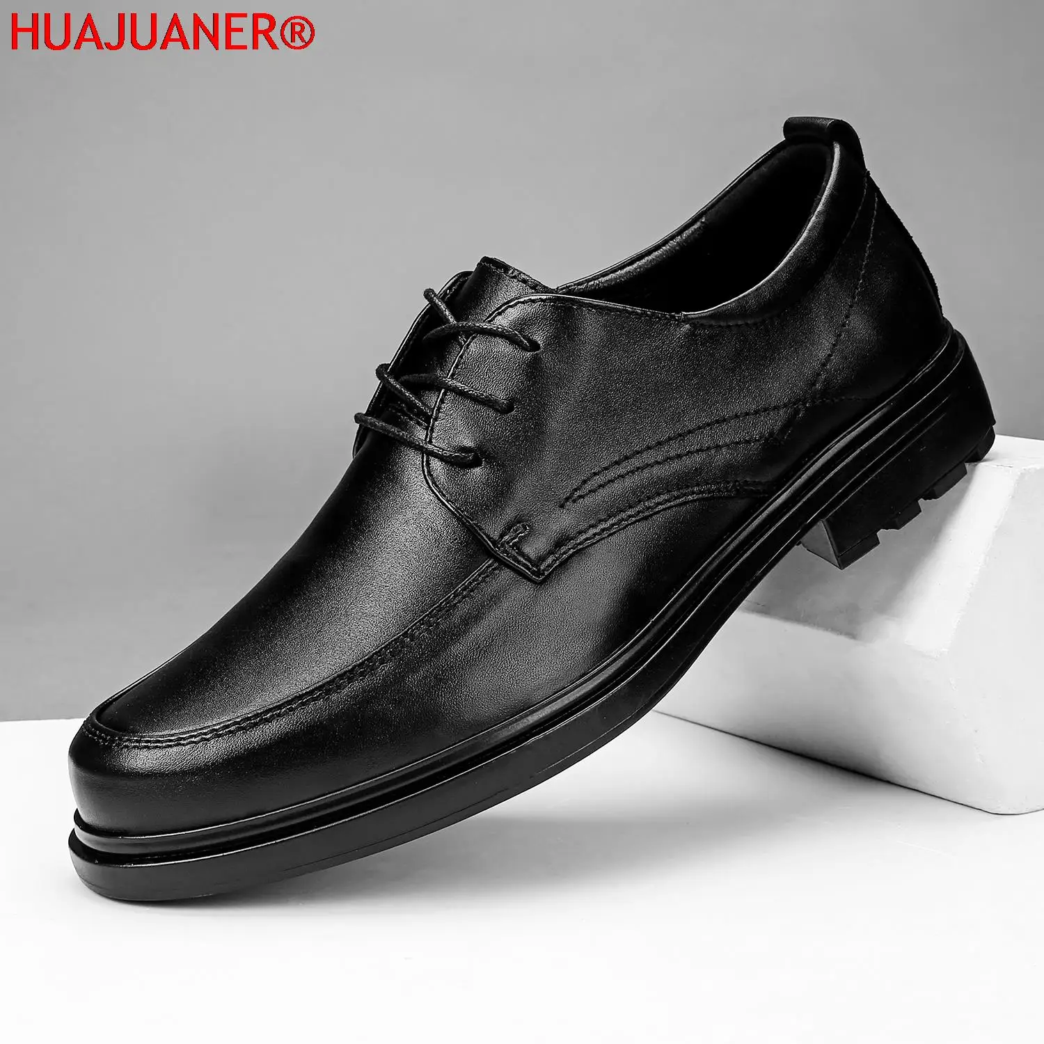 

Newest Hot Leather Shoes Men Flats Fashion Men's Casual Shoes Brand Man Tooling Comfortable Lace Up Black Formal Business Oxford