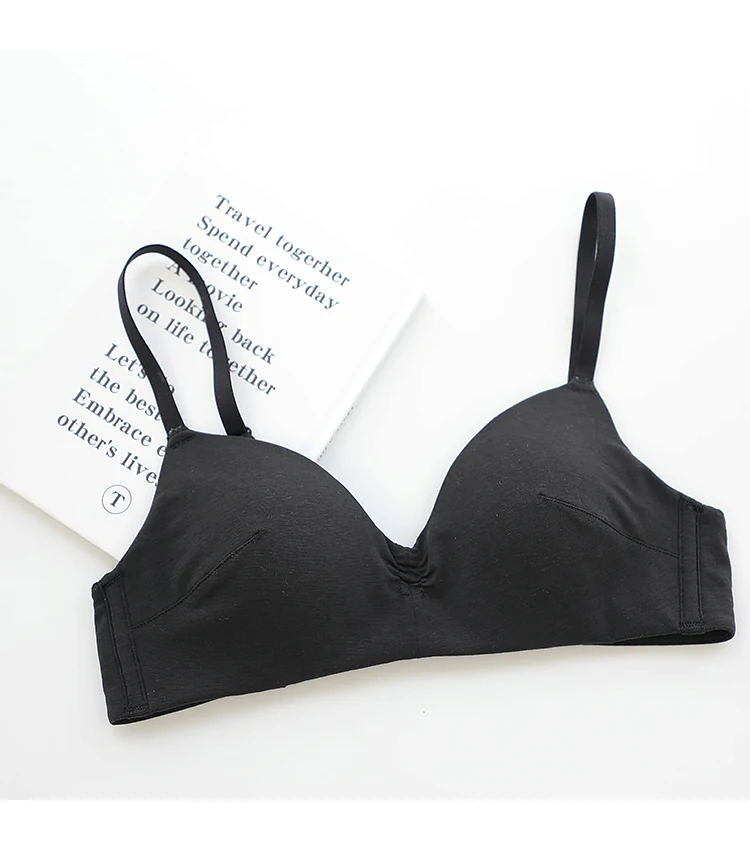 Cotton active bra top skin-friendly brassie seamless small chest gather underwear no steel ring adjustable bralette for women