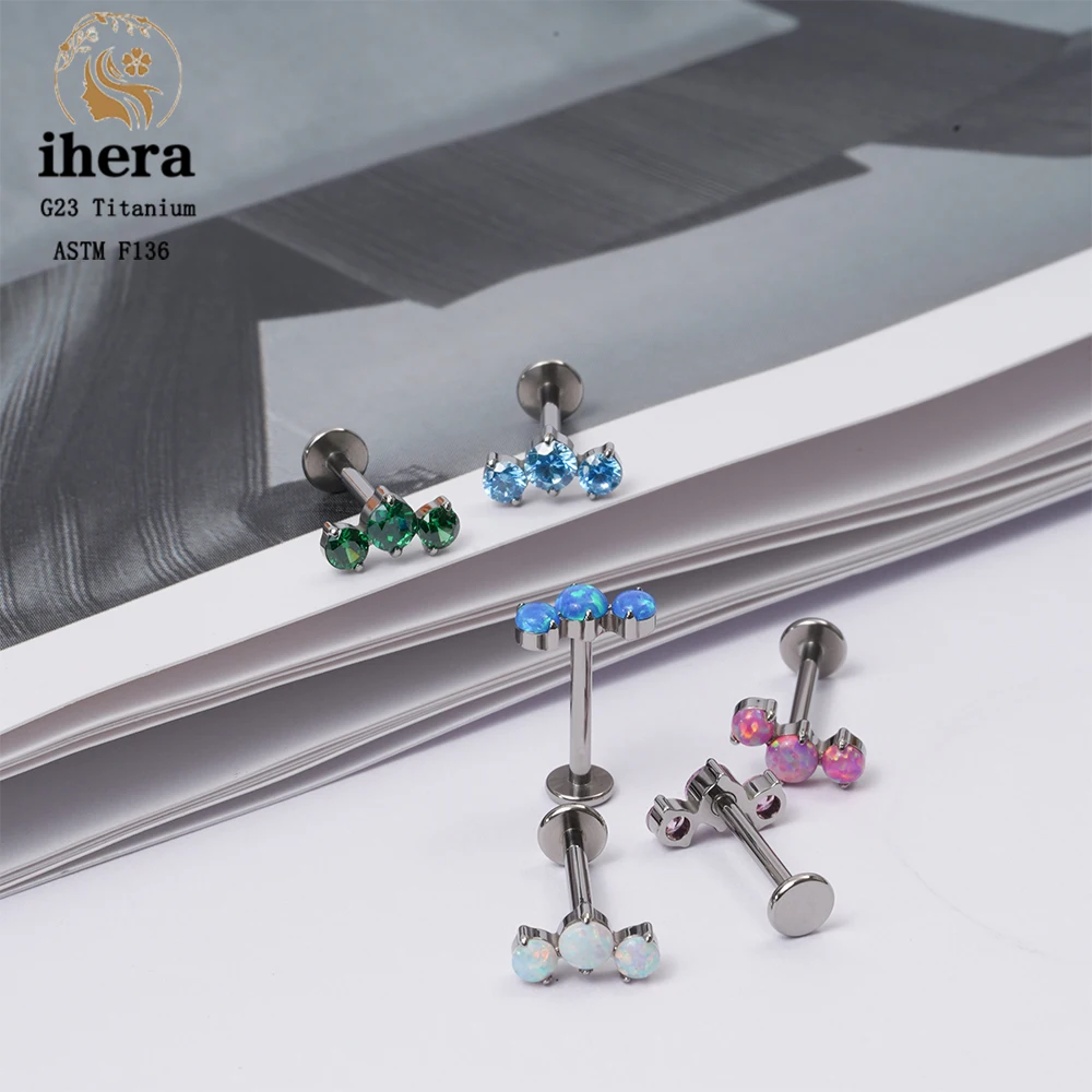 

G23 Titanium Opal Women Piercing Stud Earrings ASTM F136 16G Ear Cartilage Tragus Helix Conch Jewelry Accessories Wholesale