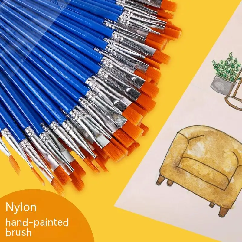

10Pcs/Set Fine Oil painting brush acrylic painting digital painting children's environmental nylon brush row pen Stationery