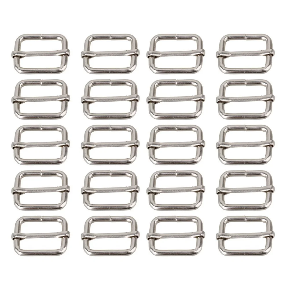 

20pcs 25mm Pin Buckles Metal Roller Buckles Belts Single Prong Pin Center Buckle Triglides Slides Buckle for Belt, Sliver