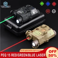 wadsn airsoft peq 15 green red dot ir laser white light tactical flashlight dbal a2 weapon hunting rifle accessory