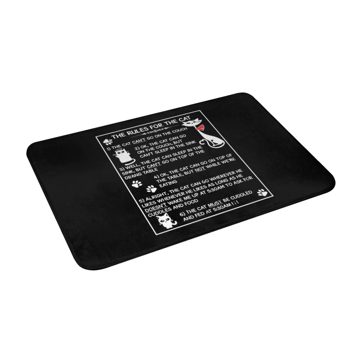 

The Rules For The Cat Bath Door Floor Mat Rules Anti-slip Rug Carpet Entrance Living Room Home Kitchen Water Oil Proof Polyester