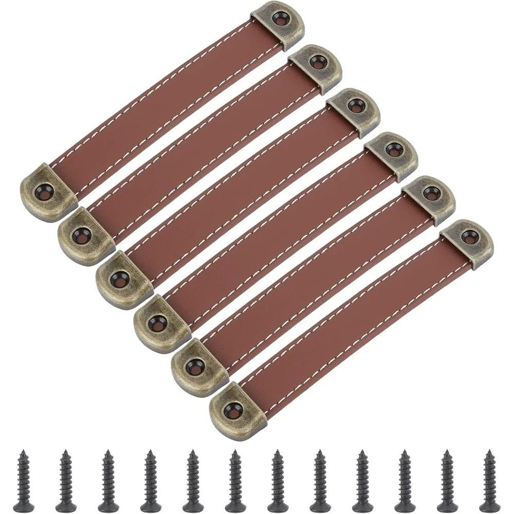 6 комплектов кожаных выдвижных ящиков ручной работы кожаная ручка с винтом и