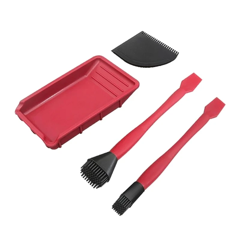 

Silicone Soft Glue Brush with Tray Spreader Brush 4Pcs Silicone Glue Application Kit for Wodworking Arts Crafts Around