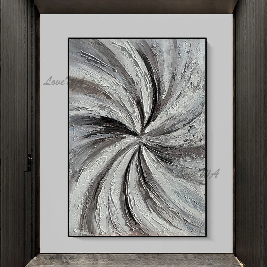 

Grey Thick Acrylic Simple Design Textured Abstract Oil Painting Home Furnishing Decoration Wall Picture Modern Art Unframed