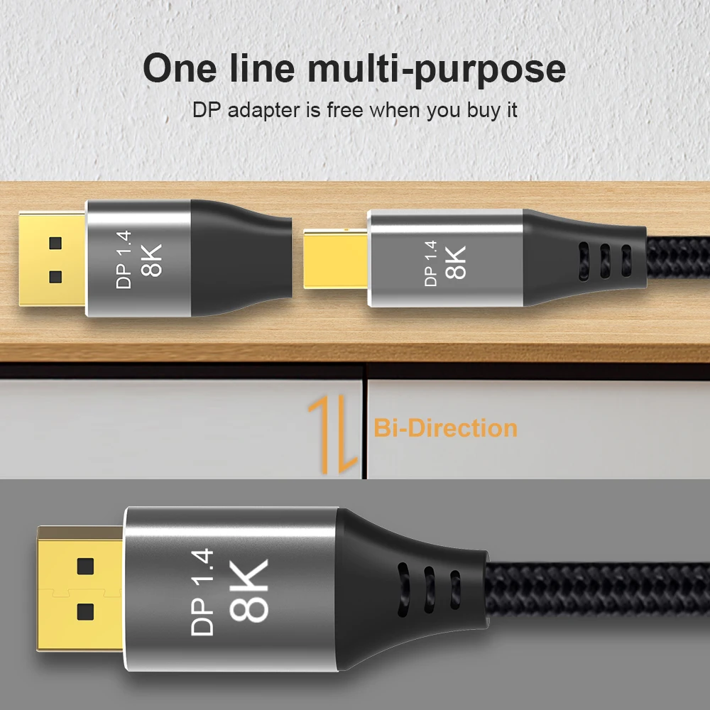 Mini DP to DisplayPort 8K Cable DP1.4 Bi-Directional Conversion Transmission Cable 8K@60Hz 4K@144Hz for MacBook Air Projector images - 6