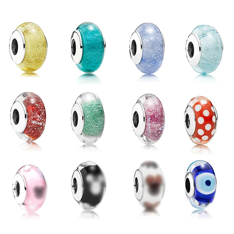 

Brand New 100% 925 Sterling Silver Star Murano Crystal Signature Glass Bead Charm Fits The Original Diy Charm Bracelet