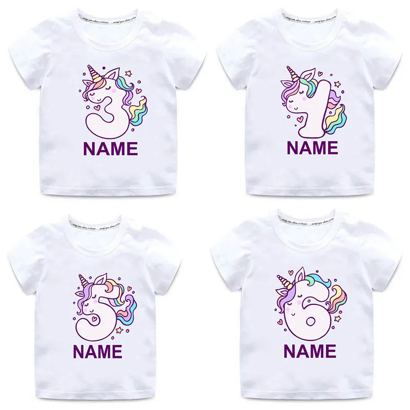 

Birthday Children's T-shirts Unicorn Numbers 1-10 Print Cartoon Boys Girls TShirts Summer Kids Tops Funny Clothes birthday Gift