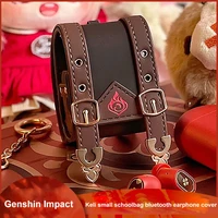 genshin impact klee small school bag for xiaomi klee redmi airdots 3 pro wireless bluetooth headphone case leather case backpack
