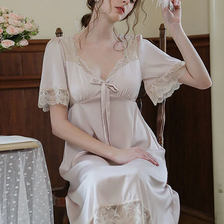 Роскошная светильник нная Летняя женская кружевная ночная рубашка дворца с