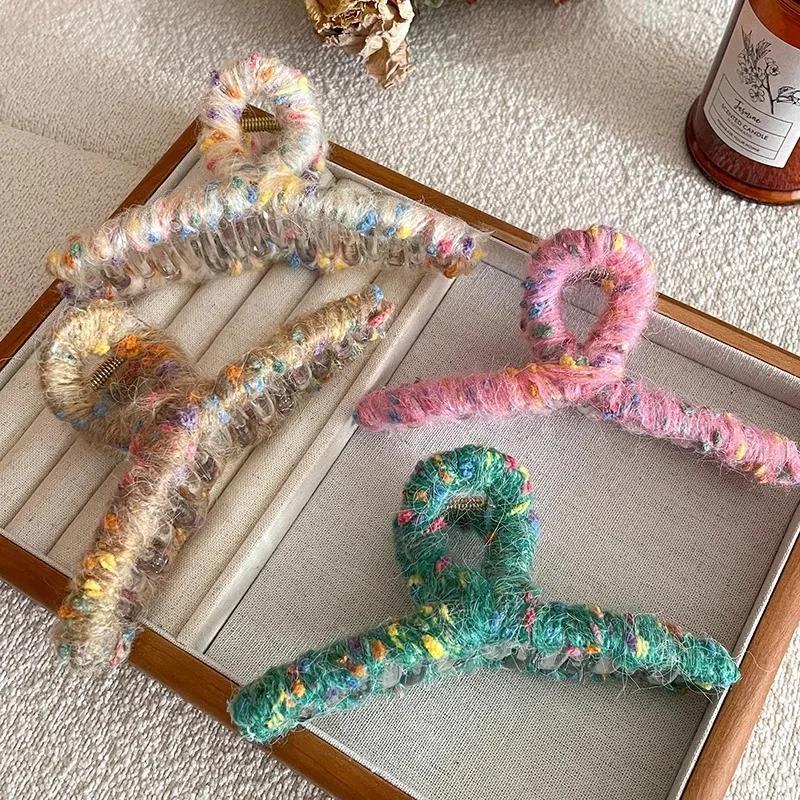 AISHG красочная заколка для волос из шерсти женщин милая универсальная