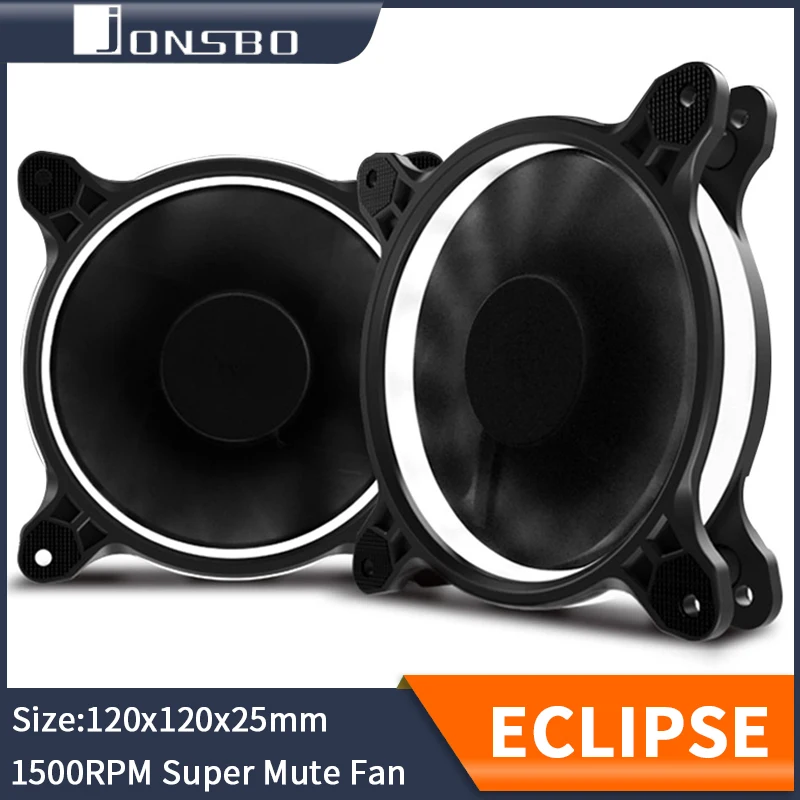 

JONSBO Solar Eclipse Series Cooling Fan Black Fan Blade 12cm 5V 3Pin White Arc Light Effect 1500rpm Computer Radiator Fan