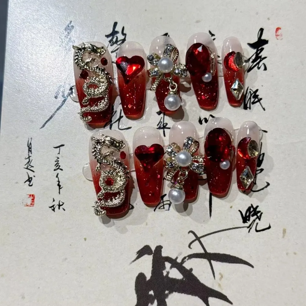 Клей для ногтей роскошные накладные накладки носимые ногти с сердечками любви