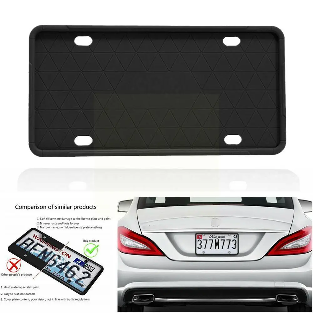 

Auto Silicone License Plate Holder Weather-proof Rust-proof Frames Universal Cover Black Car Us Red Color Bracket A4w3