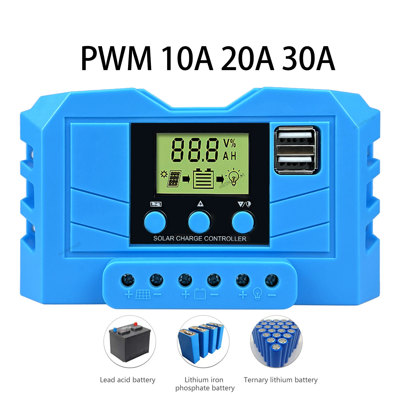 

PWM 30A 20A 10A Solar Charge Controller Battery Charger 12V 24V Auto LCD Display Dual USB 5V Output Solar Panel PV Regulator