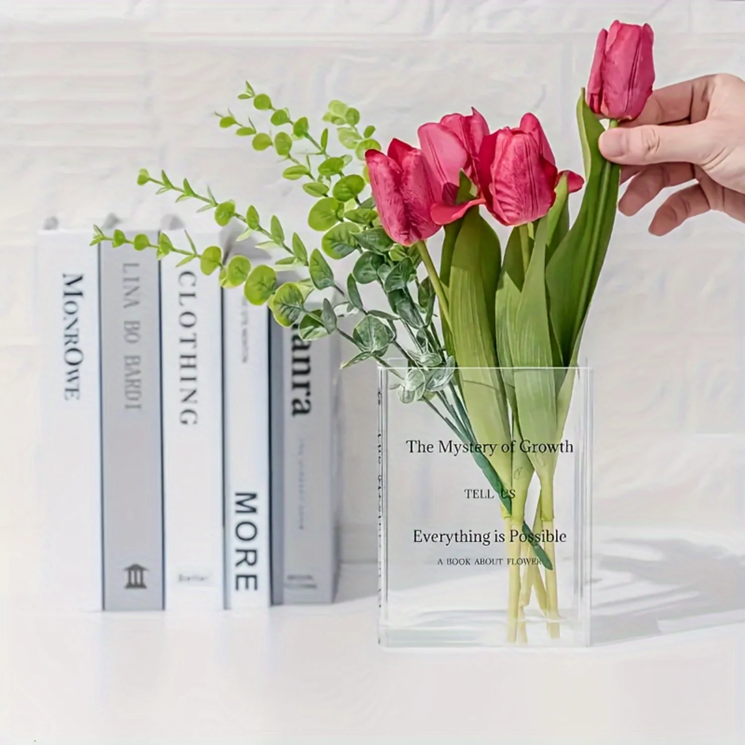 Ваза в форме книги прозрачный гидропонный цветочный декор для любителей книг.