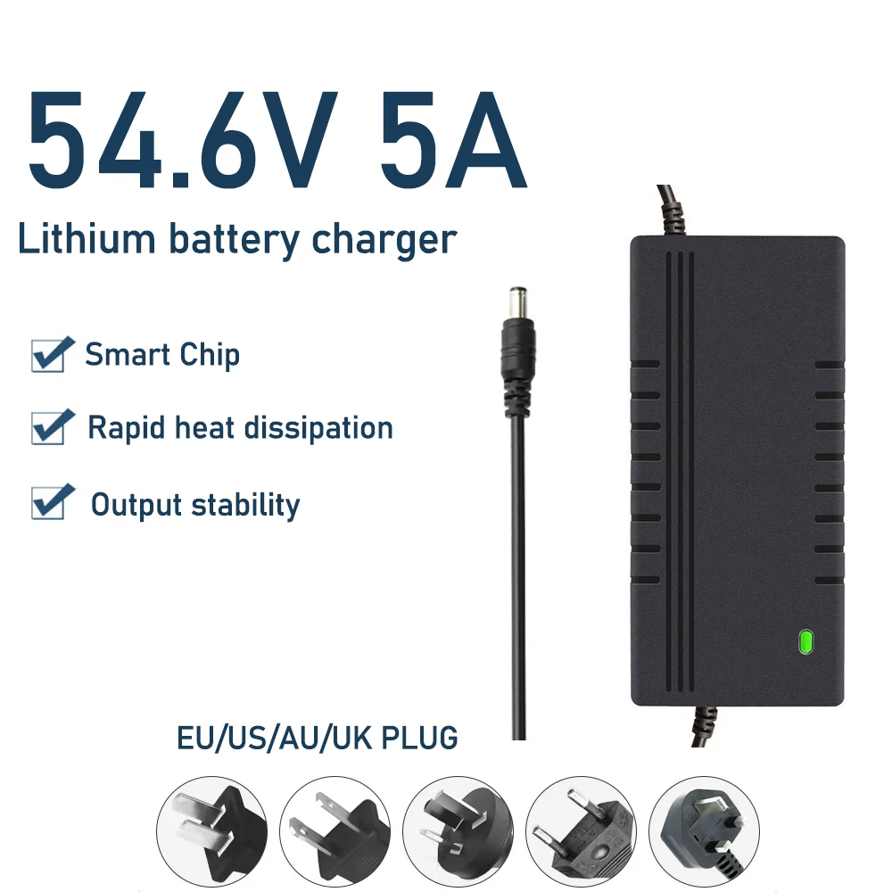 

54.6V 5A Fast Charger for 13S 48V Li-ion Battery Pack Fast Charging Constant Current Voltage Full Self-stop Power Supply Adapter