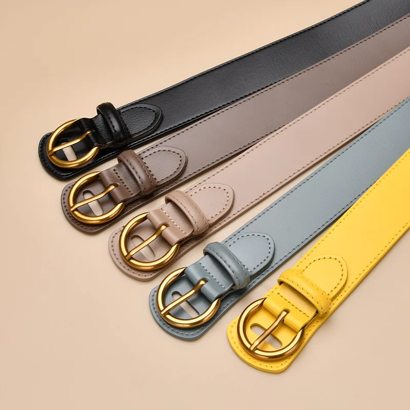 Factory Retail 10 Colors Cowskin Waistband Brand Quality Women Coat Dress Cinture Strap Ladies Irregular Real Leather Cinturones