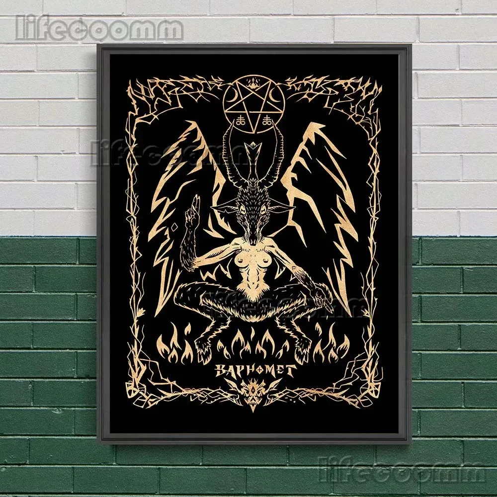 Asmodeus Astaroth Бафомет Вельзебу Паймон Дьявол Печать На Холсте Ретро Декоративное