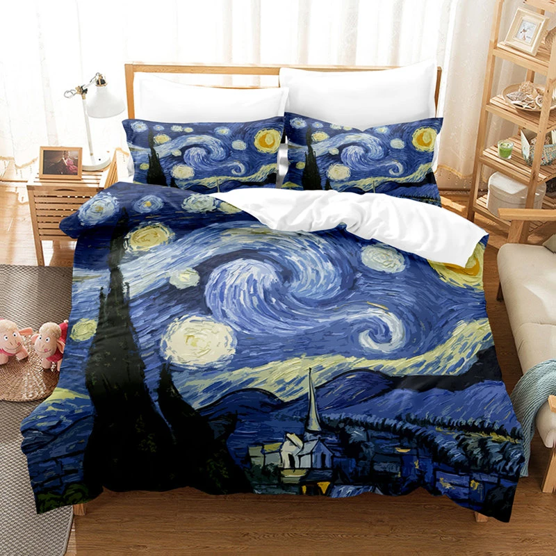 

Duvet Cover Oil Painting Famous Modern Luxurious High Classic Sky Starry Art Starry Night Van Gogh Bedding Set Large Room Decor