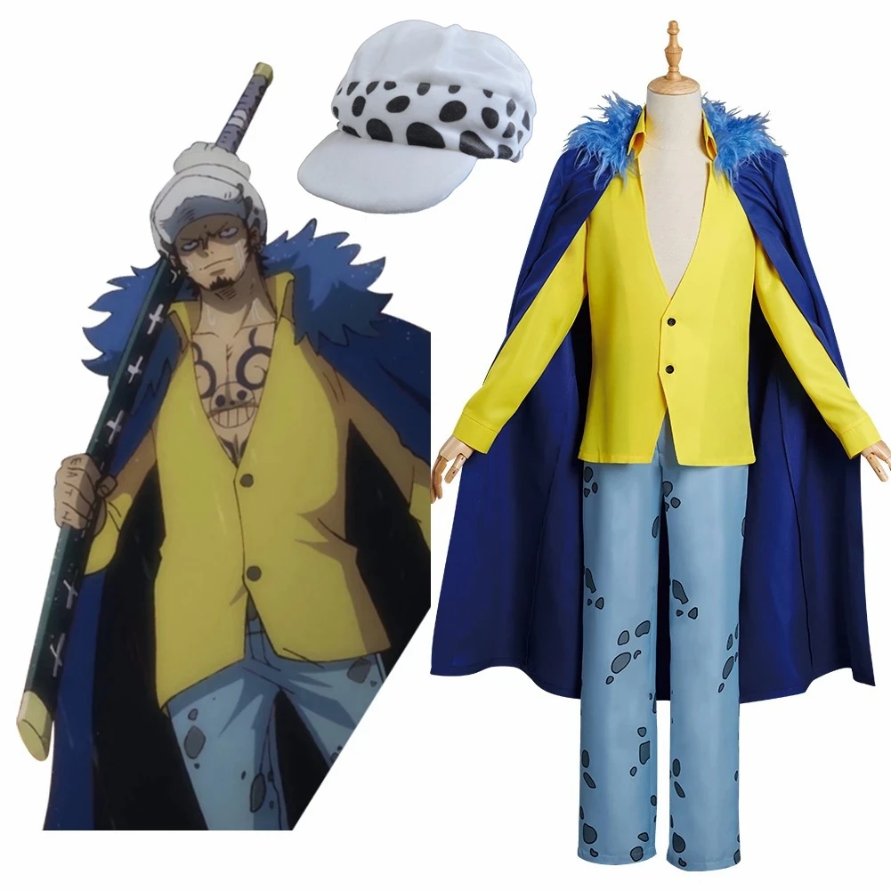 Костюм для косплея из аниме Trafalgar Law Мужская мультяшная Кепка Униформа пальто