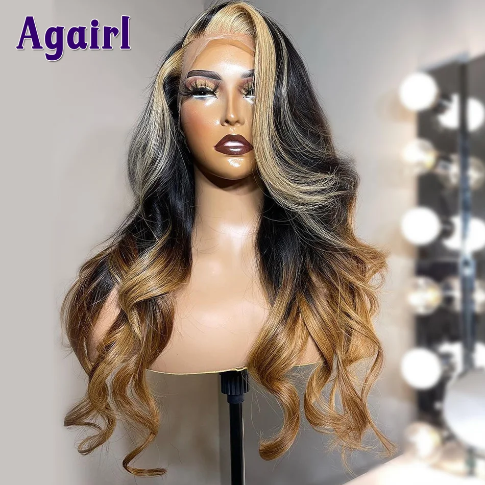 HD 13x4 Highlight Wig Lace Front Human Hair Wigs Ombre 27 Body Wave 4X4 Lace Closure Wig Pre-Plucked Brazilian Lace Frontal Wig