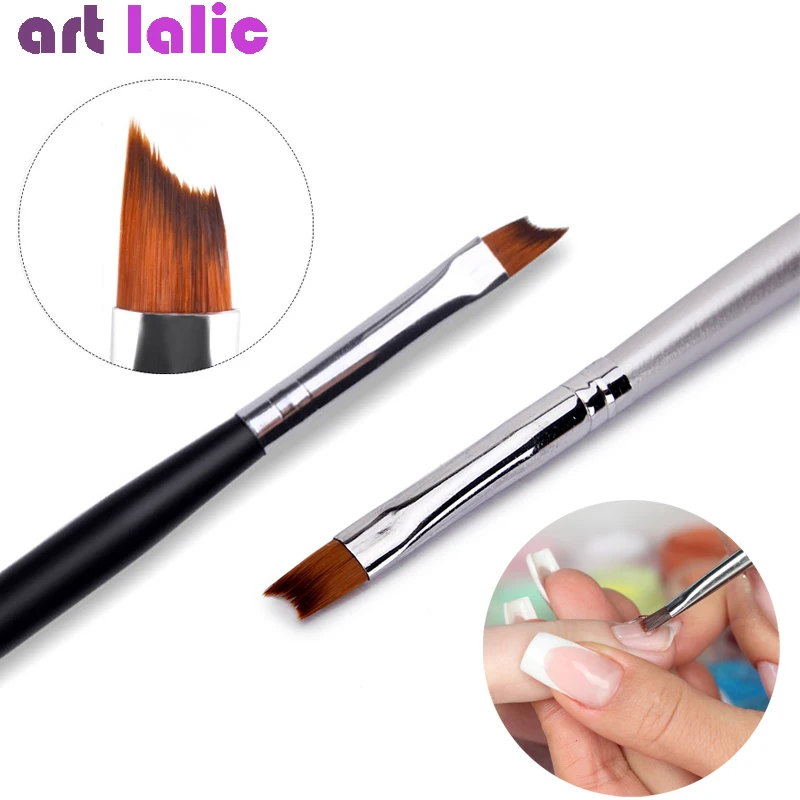 

French Tip Nail Brush Silver Black Handle Design Half Moon Shape Acrylic UV Gel Drawing Painting Pen Manicure Nail Art Tool