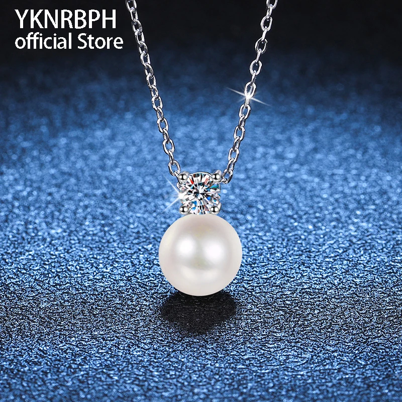 

YKNRBPH S925 Sterling Silver 0.3CT Freshwater Pearl Moissanite Necklace Korean Version Minimalist Necklace Pendant For Women