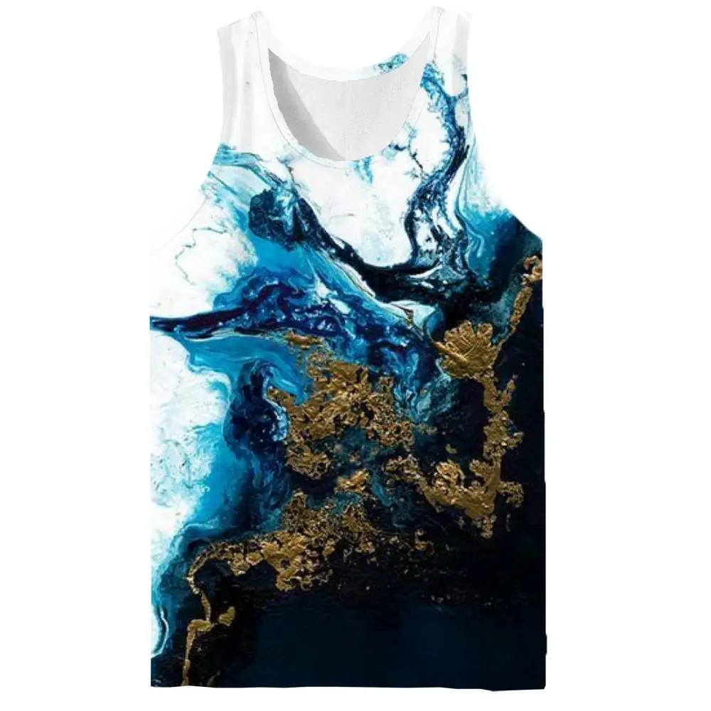 

Мужская майка с принтом KYKU, летняя психоделическая рубашка без рукавов, с абстрактным изображением океана, одежда для бодибилдинга