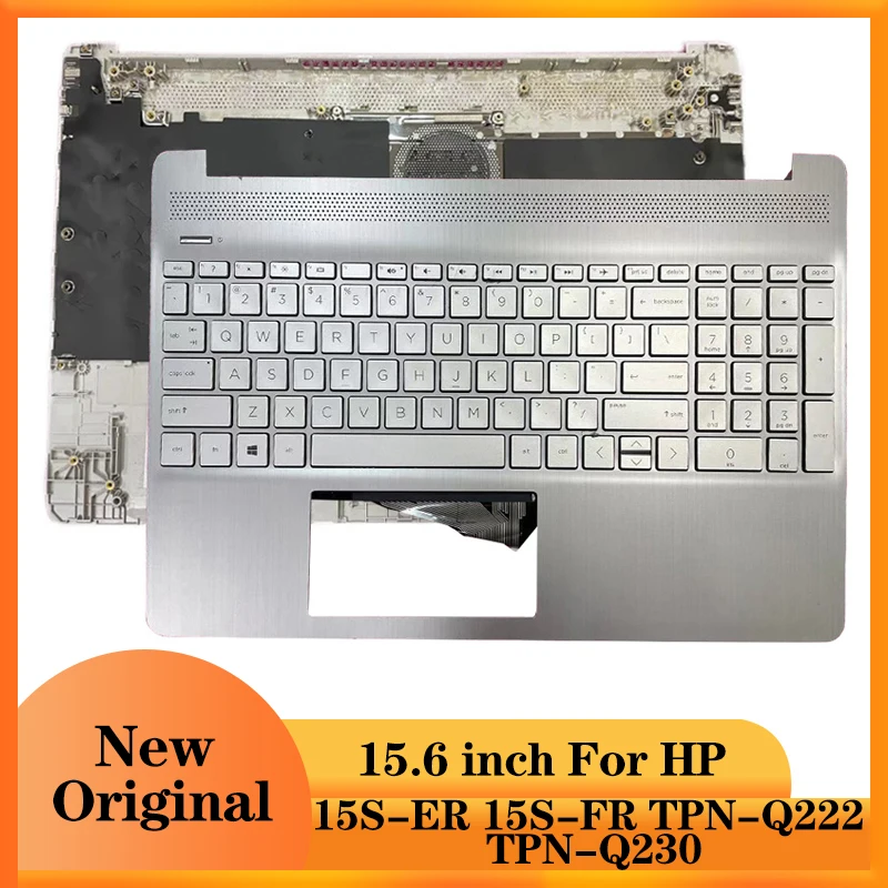 

Original Laptops For HP 15S-ER 15S-FR TPN-Q222 TPN-Q230 Palmrest Upper Case With Keyboard Silver Computer Case L63578-001